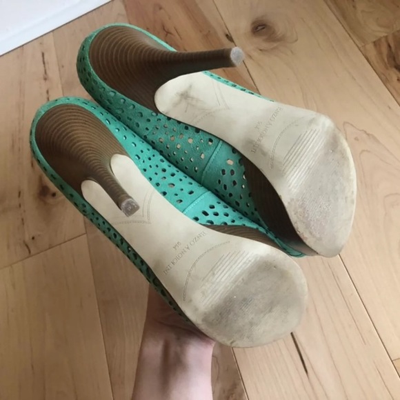 Enzo Angeliolini Turquoise Peep-Toe Heels - Picture 5 of 9